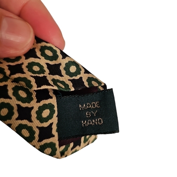 J.Crew 100%silk flower print green, yellow and purple tie - Picture 3 of 4